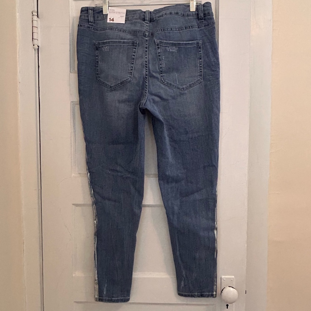 NWT Lane Bryant Stretch Sculpting Jeans Denim Silver Stripe Mid Rise sz14 - Picture 4 of 11